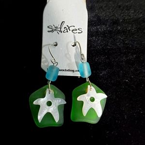 NEW Solares French Hook Seaglass Starfish Earrings